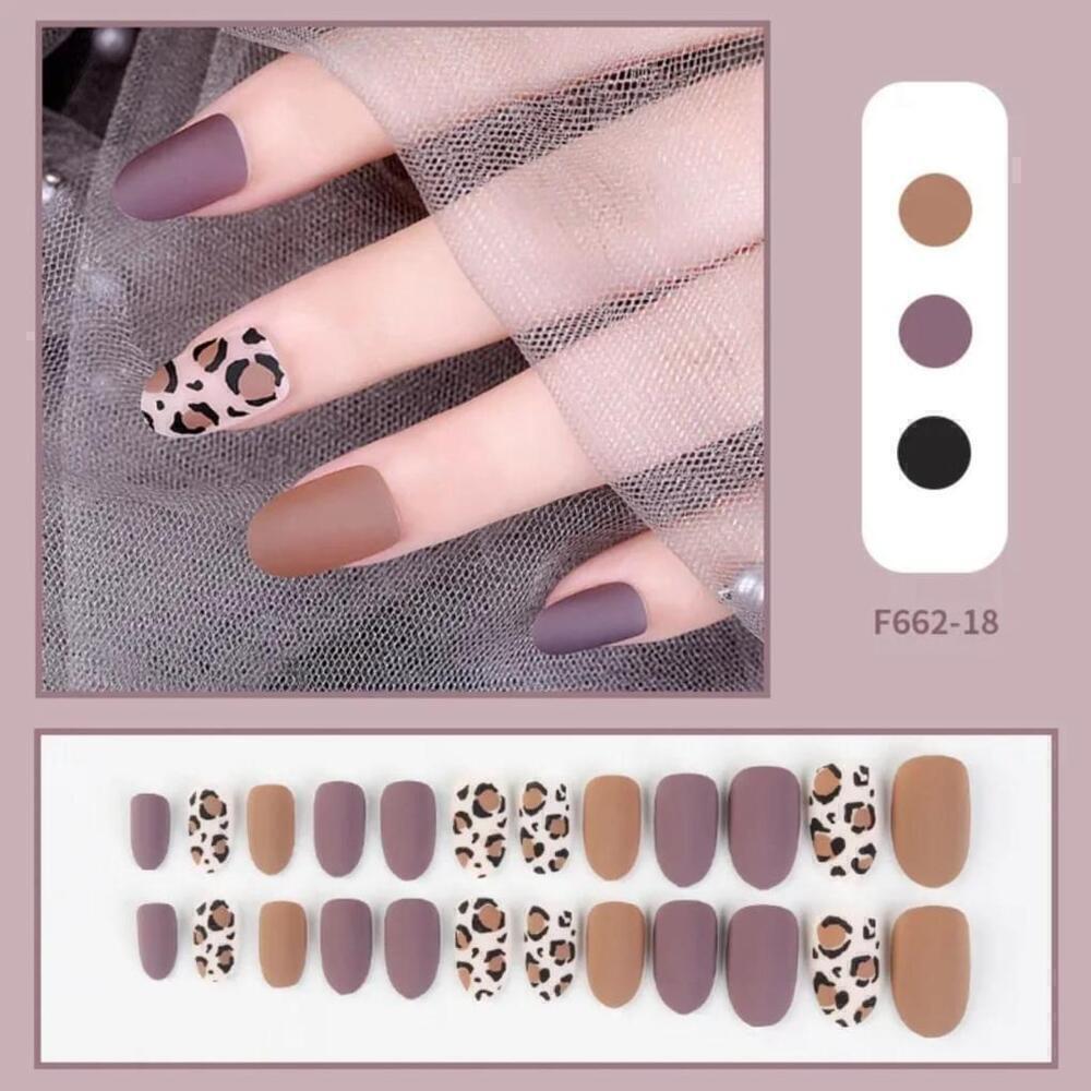 Brown and Leopard Print Press On Nail Set of 24